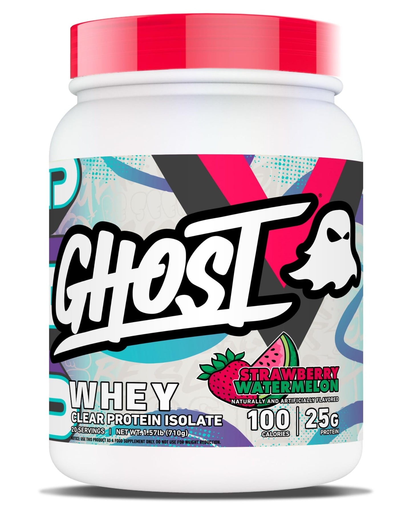 GHOST Clear Whey Isolate Protein Powder, Strawberry Watermelon - 1.57 LB Tub, 25G of Whey Protein - Post Workout Drink for Muscle Gain & Recovery – Sugar Free, Soy Free & Zero Fat, 20 Servings - dailyvitalstore