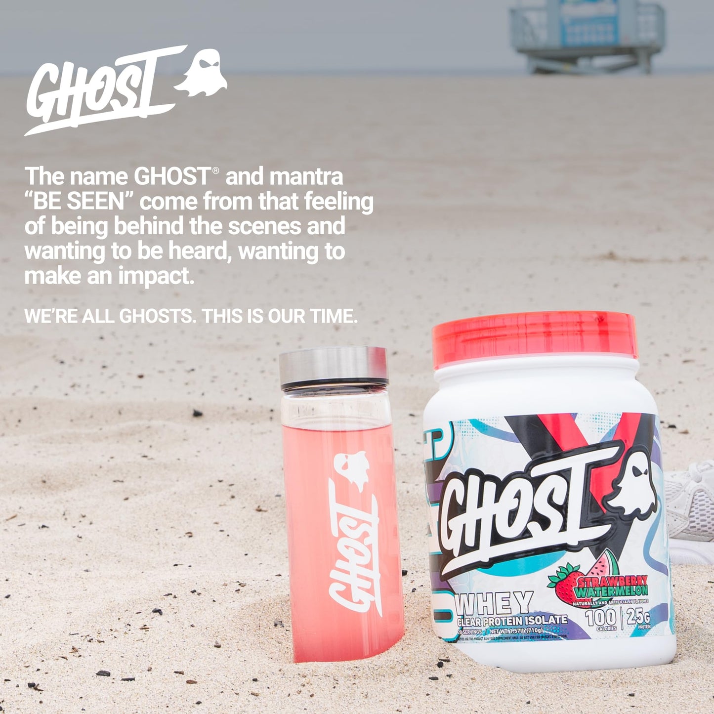 GHOST Clear Whey Isolate Protein Powder, Strawberry Watermelon - 1.57 LB Tub, 25G of Whey Protein - Post Workout Drink for Muscle Gain & Recovery – Sugar Free, Soy Free & Zero Fat, 20 Servings - dailyvitalstore