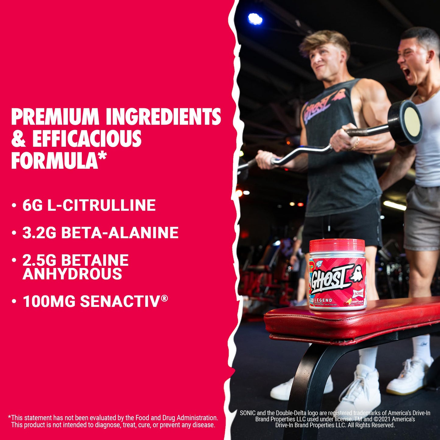 GHOST Legend Pre Workout Powder, Sonic Cherry Limeade - 30 Servings – Pre-Workout for Men & Women with Choline, L-Citrulline, - dailyvitalstore