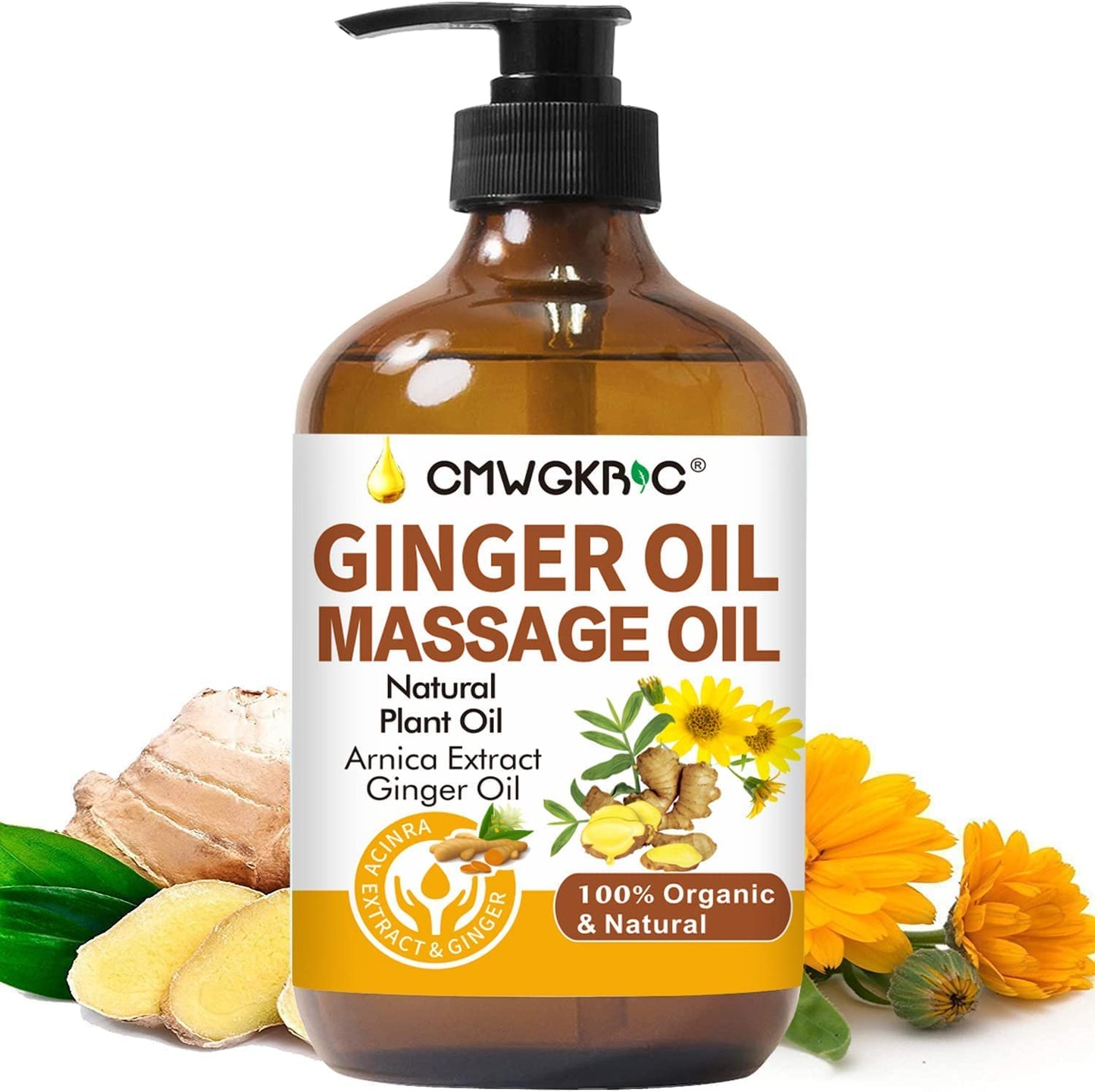 Ginger Oil,Ginger Massage Oil for Lymphatic Drainage,Natural Body Oil for Skin,Arnica Oil,Sore Muslce Massage Oil,Spa Ginger Oil-Warming and Relaxing for Mothers Day Gifts for Wife,Fathers Day Gift - dailyvitalstore