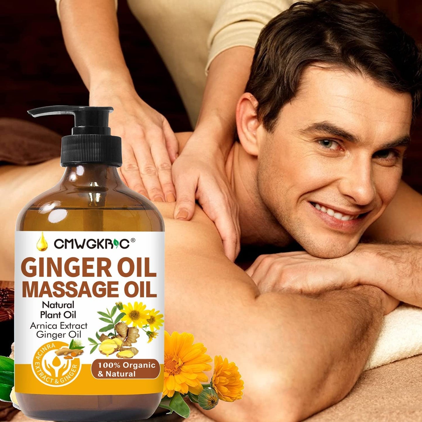 Ginger Oil,Ginger Massage Oil for Lymphatic Drainage,Natural Body Oil for Skin,Arnica Oil,Sore Muslce Massage Oil,Spa Ginger Oil-Warming and Relaxing for Mothers Day Gifts for Wife,Fathers Day Gift - dailyvitalstore