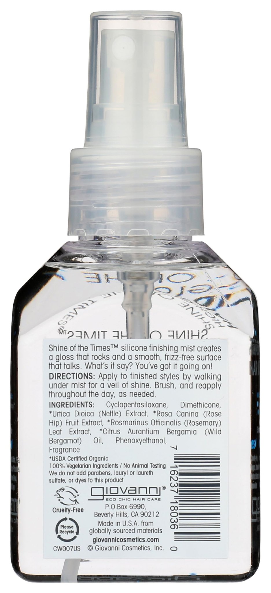 GIOVANNI Shine of the Times Finishing High-Gloss Hair Mist - Anti Frizz Hair Products, Color Safe, Salon Quality, Cruelty-Free, No Parabens, Infused with Natural Botanical Ingredients - 4.3 oz - dailyvitalstore