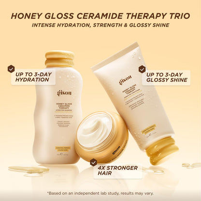 Gisou Honey Gloss Hair Therapy Trio - Mini Shampoo, Hair Mask and Conditioner for smoother, stronger and glossier hair - dailyvitalstore
