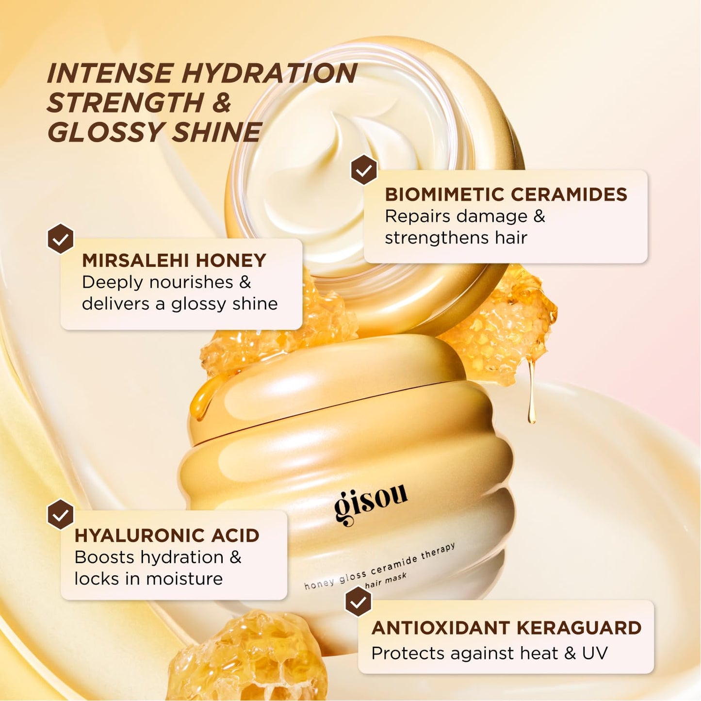 Gisou Honey Gloss Hair Therapy Trio - Mini Shampoo, Hair Mask and Conditioner for smoother, stronger and glossier hair - dailyvitalstore