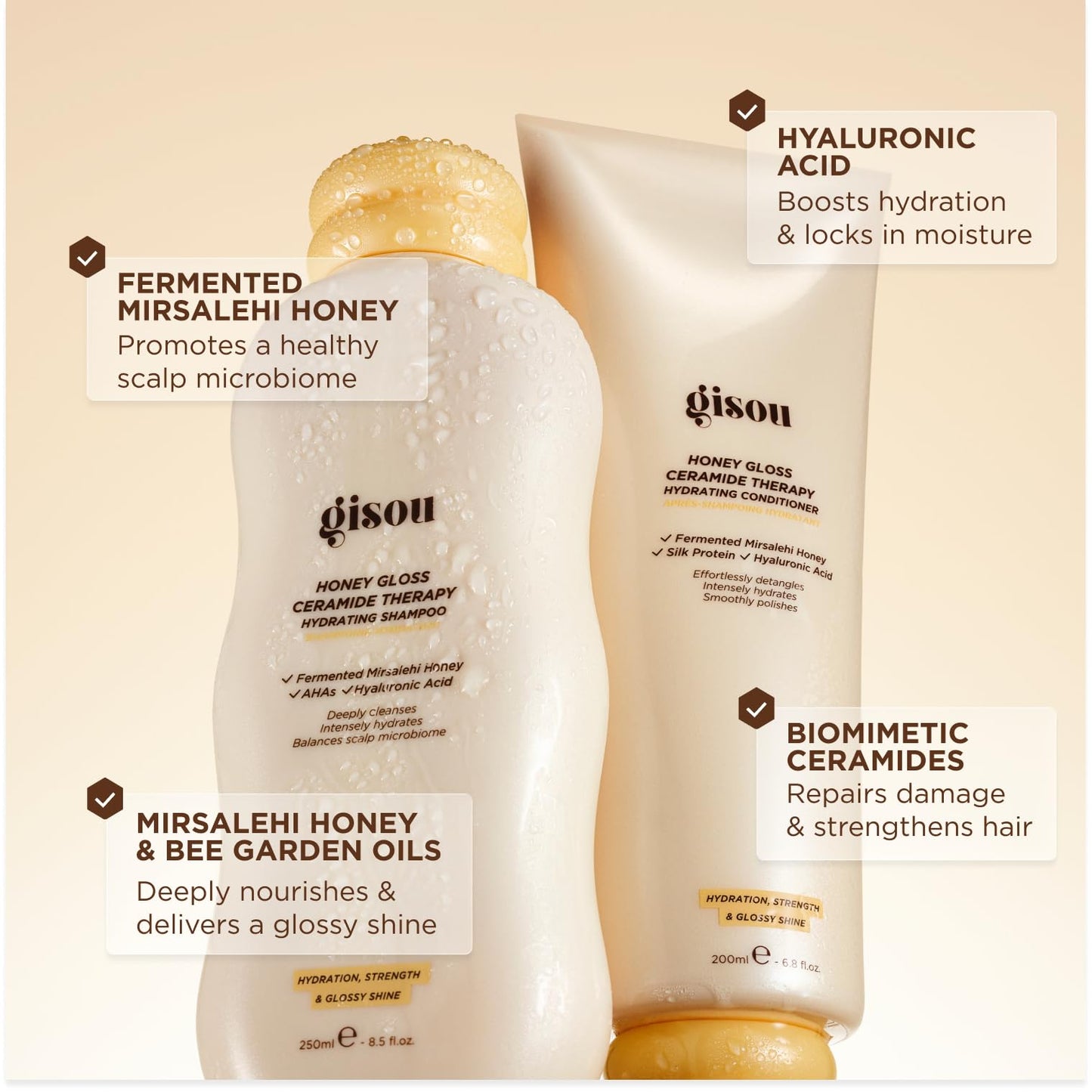 Gisou Honey Gloss Hair Therapy Trio - Mini Shampoo, Hair Mask and Conditioner for smoother, stronger and glossier hair - dailyvitalstore