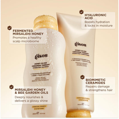Gisou Honey Gloss Hair Therapy Trio - Mini Shampoo, Hair Mask and Conditioner for smoother, stronger and glossier hair - dailyvitalstore
