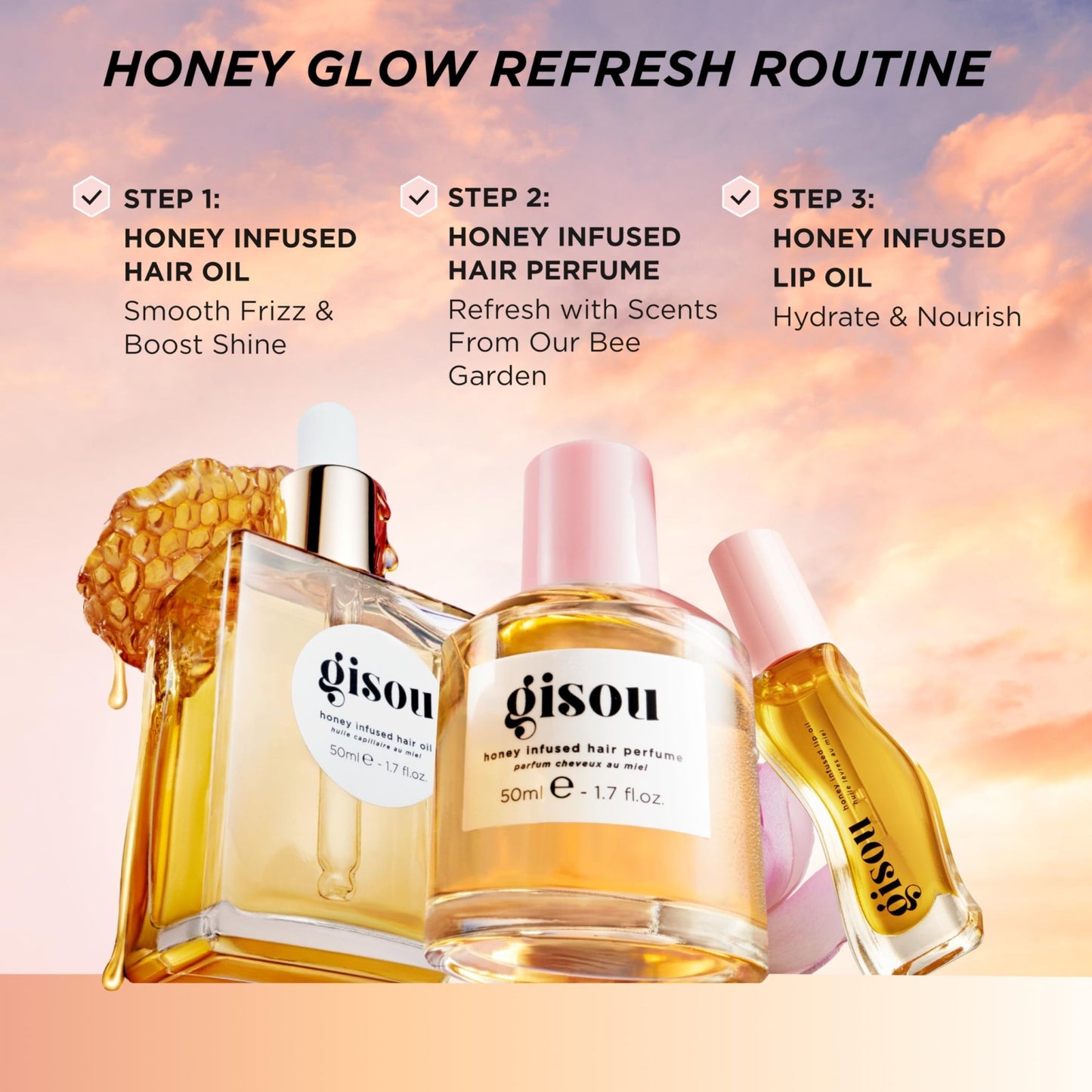 Gisou Honey Infused Hydrating Lip Oil, Nourishing Lip Moisturizer for Dry Lips (Watermelon Sugar) - dailyvitalstore