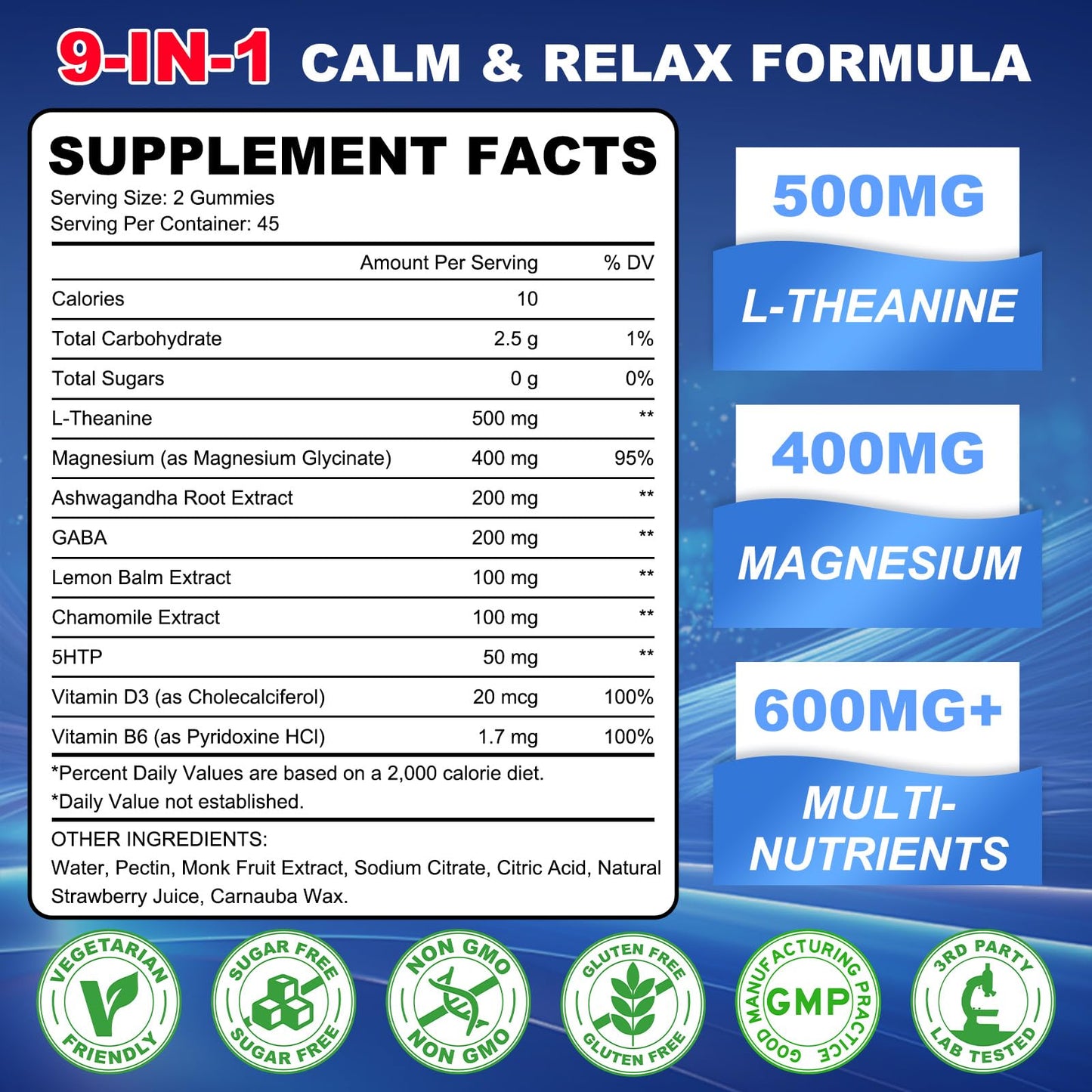 GlaGmrry 180 Count | L Theanine Gummies, L Theanine Supplement for Adults & Kids, w/Ashwagandha, Magnesium, GABA & 5-HTP, Sugar Free Liposomal Formula for Calm Relax zzZ M♡♡d & Focus, Vegan - dailyvitalstore