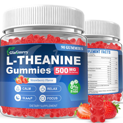 GlaGmrry 180 Count | L Theanine Gummies, L Theanine Supplement for Adults & Kids, w/Ashwagandha, Magnesium, GABA & 5-HTP, Sugar Free Liposomal Formula for Calm Relax zzZ M♡♡d & Focus, Vegan - dailyvitalstore