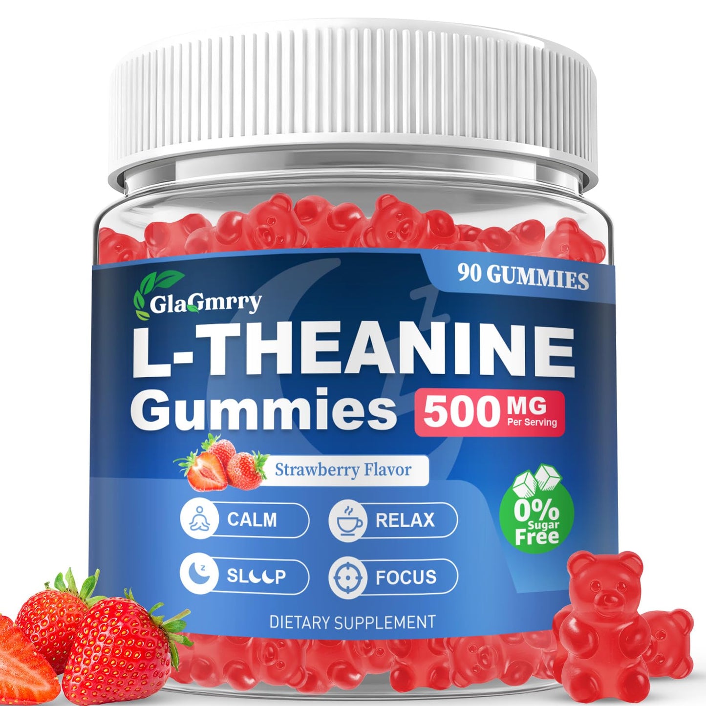 GlaGmrry 90 Count | L Theanine Gummies, L Theanine Supplement for Adults & Kids, w/Ashwagandha, Magnesium, GABA & 5-HTP, Sugar Free Liposomal Formula for Calm Relax zzZ M♡♡d & Focus, Vegan - dailyvitalstore