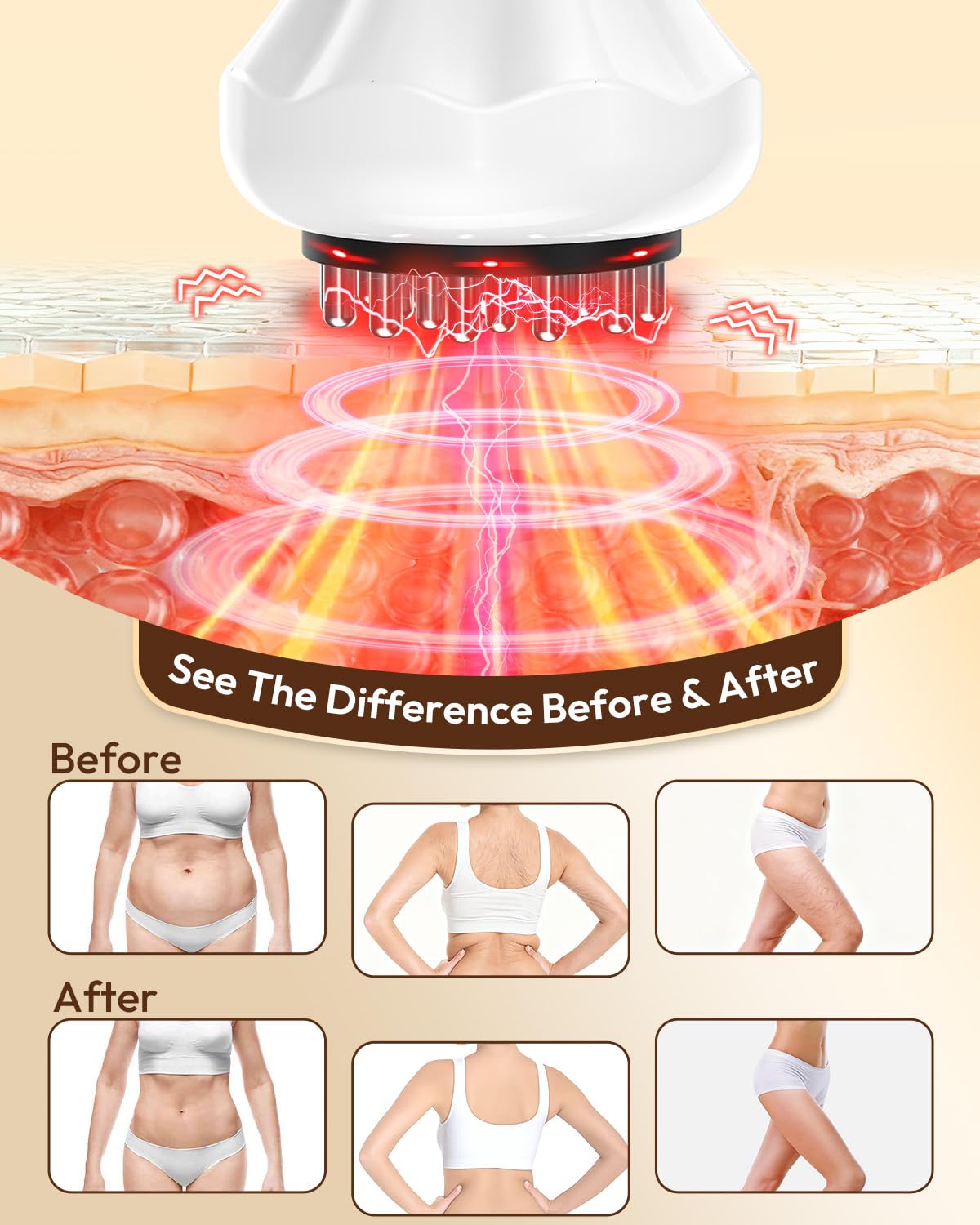 Glamesty Lymphatic Drainage Massager & Anti Cellulite Massage Tool, Body Sculpting Machine with Light, Soothing Pulse, Heat & Vibration, Heated Lymph Brush for Legs, Hip, Arms, Belly (White) - dailyvitalstore