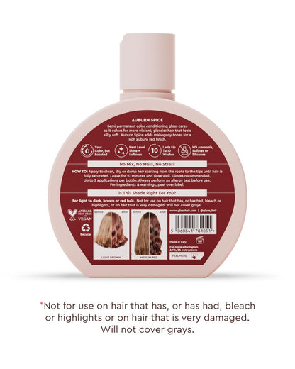 Glaze Color Conditioning Gloss - Tinted Moisturizer for Brown or Red Hair, Boosts Color and Shine, Repairs Damage - Auburn Spice, 6.4 oz - dailyvitalstore