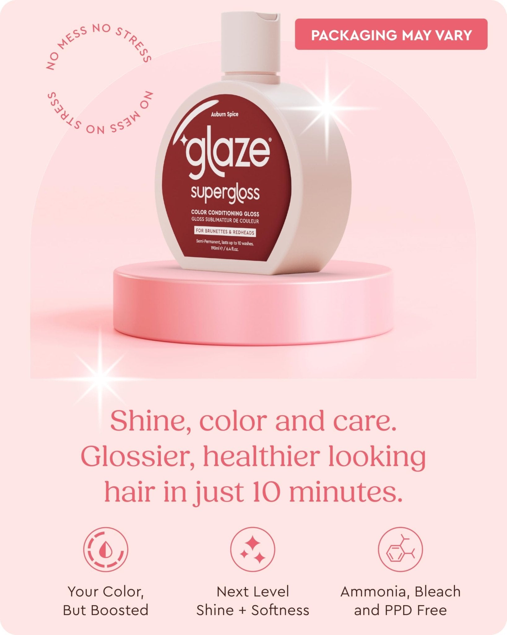 Glaze Color Conditioning Gloss - Tinted Moisturizer for Brown or Red Hair, Boosts Color and Shine, Repairs Damage - Auburn Spice, 6.4 oz - dailyvitalstore