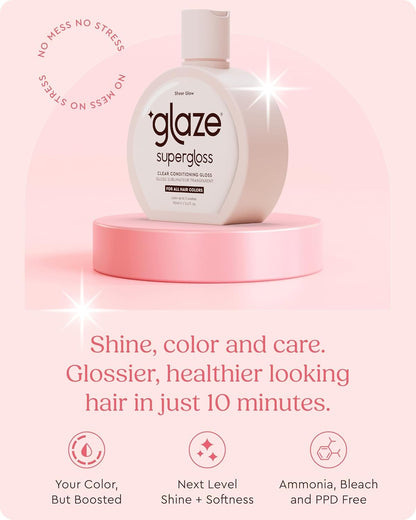 Glaze Supergloss Sheer Glow Clear Hair Gloss Mini – Smooths, Lightweight, Adds Mirror Shine & Improves the look of Damaged Hair – Travel Size 1.7 oz - dailyvitalstore