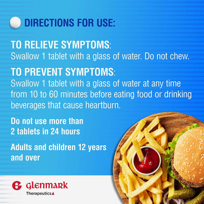 Glenmark Maximum Strength Famotidine Tablets, 20 mg, Acid Reducer for Heartburn Relief, 200 Count - dailyvitalstore