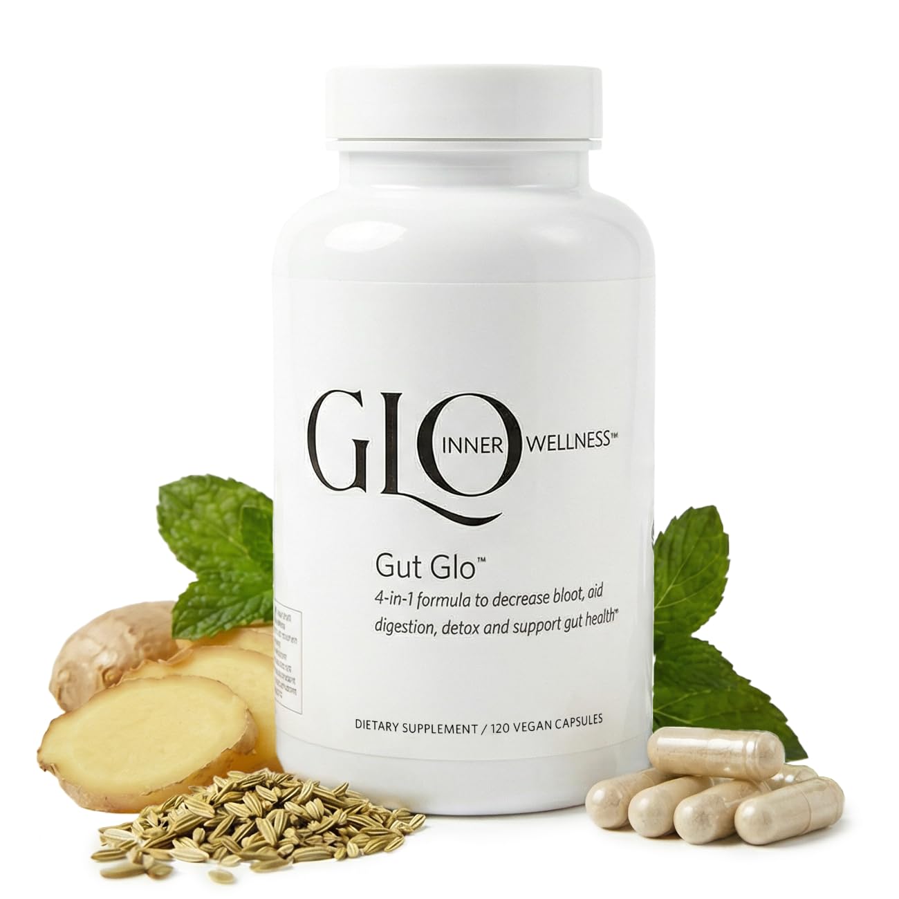 GLO Inner Wellness Gut Glo Natural Bloating Relief, Gut Health, Digestion & Constipation Aid 4-in-1 Probiotic, Digestive Enzyme, Magnesium - dailyvitalstore