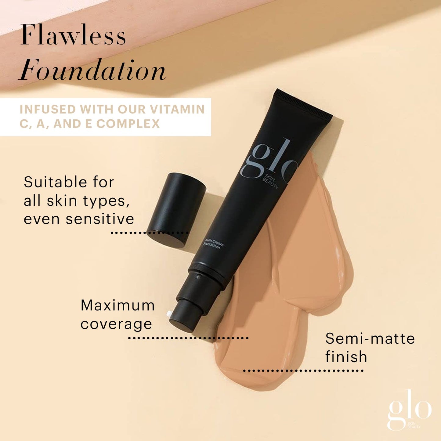 Glo Skin Beauty Satin Cream Foundation Makeup for Face, Beige Medium - Full Coverage, Semi Matte Finish, Conceal Blemishes & Even Skin Tone - dailyvitalstore