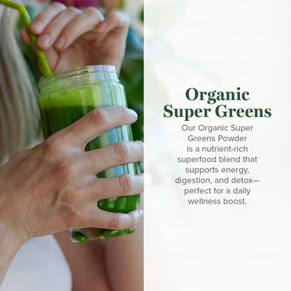 Global Healing Organic Super Greens Powder Blend - Greens Superfood Powder with 15 Raw Whole Sprouts - Delicious Green Juice Smoothie Mix for Daily Nutrition - Non-GMO, Gluten-Free Greens Supplements - dailyvitalstore