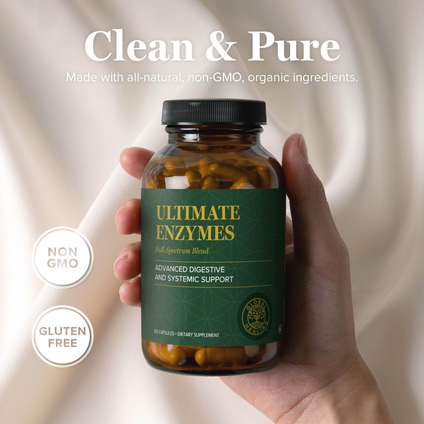 Global Healing - Ultimate Enzymes - Systemic & Digestive Enzymes Supplement for Healthy Digestion, Immune System Boost & Natural Gut Health, Digestive Enzyme for Women & Men, Lipase - dailyvitalstore