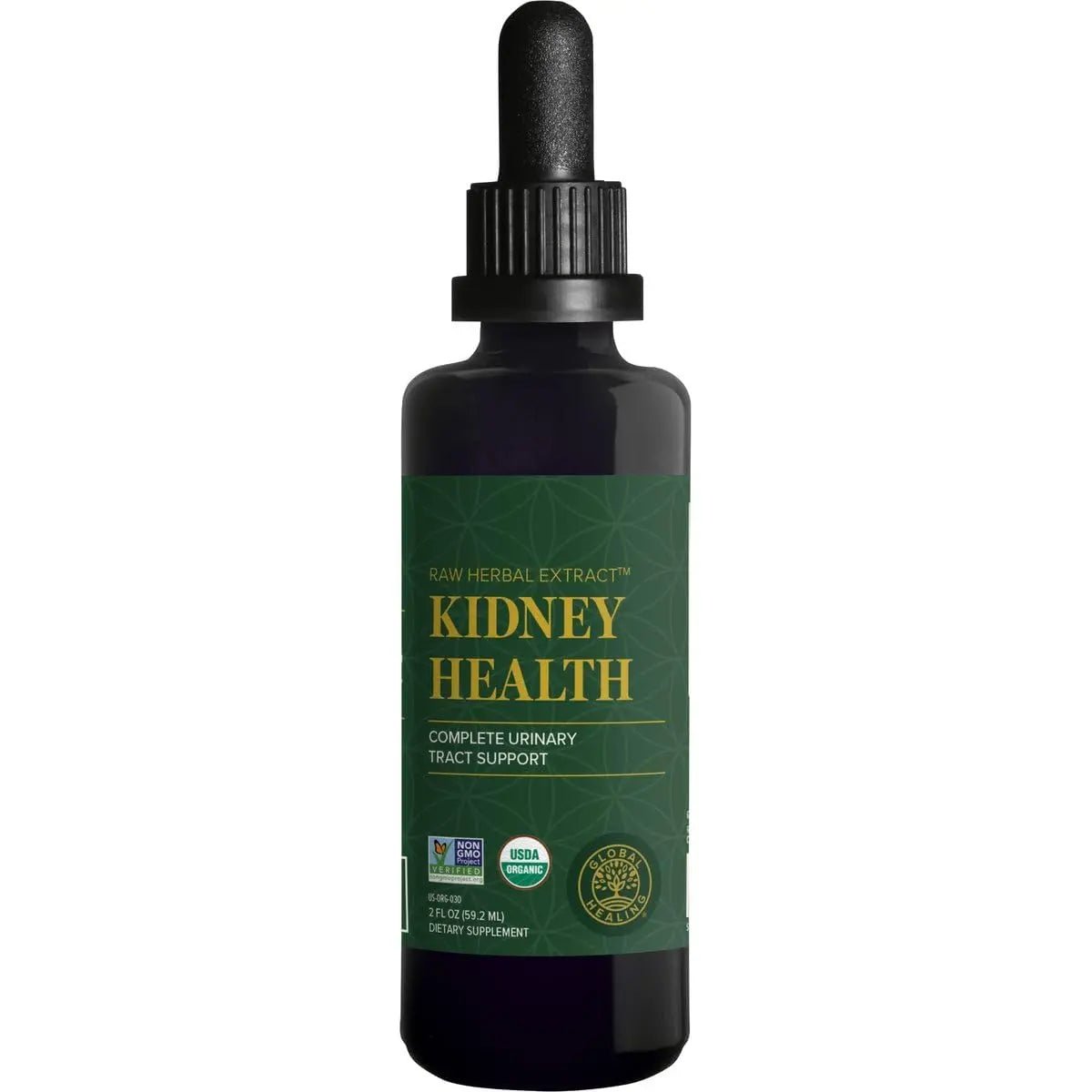 Global Healing USDA Organic Kidney Health with Cranberry & Hydrangea - Kidney Cleanse Liquid Supplement & Stones Dissolver for Urinary Health - Detox & Repair Formula for Bladder Control - 2 Fl Oz - dailyvitalstore