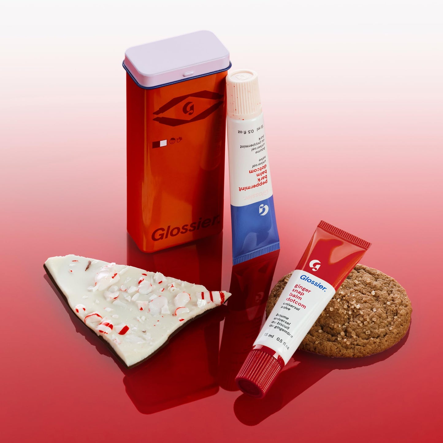 Glossier Balm Dotcom Hydrating Lip Balm Duo - Peppermint Bark & Ginger Snap - Lanolin, Beeswax & Castor Oil for Dry Lips - Nourishing Lip Care Gift Set, 2 x 15ml - dailyvitalstore