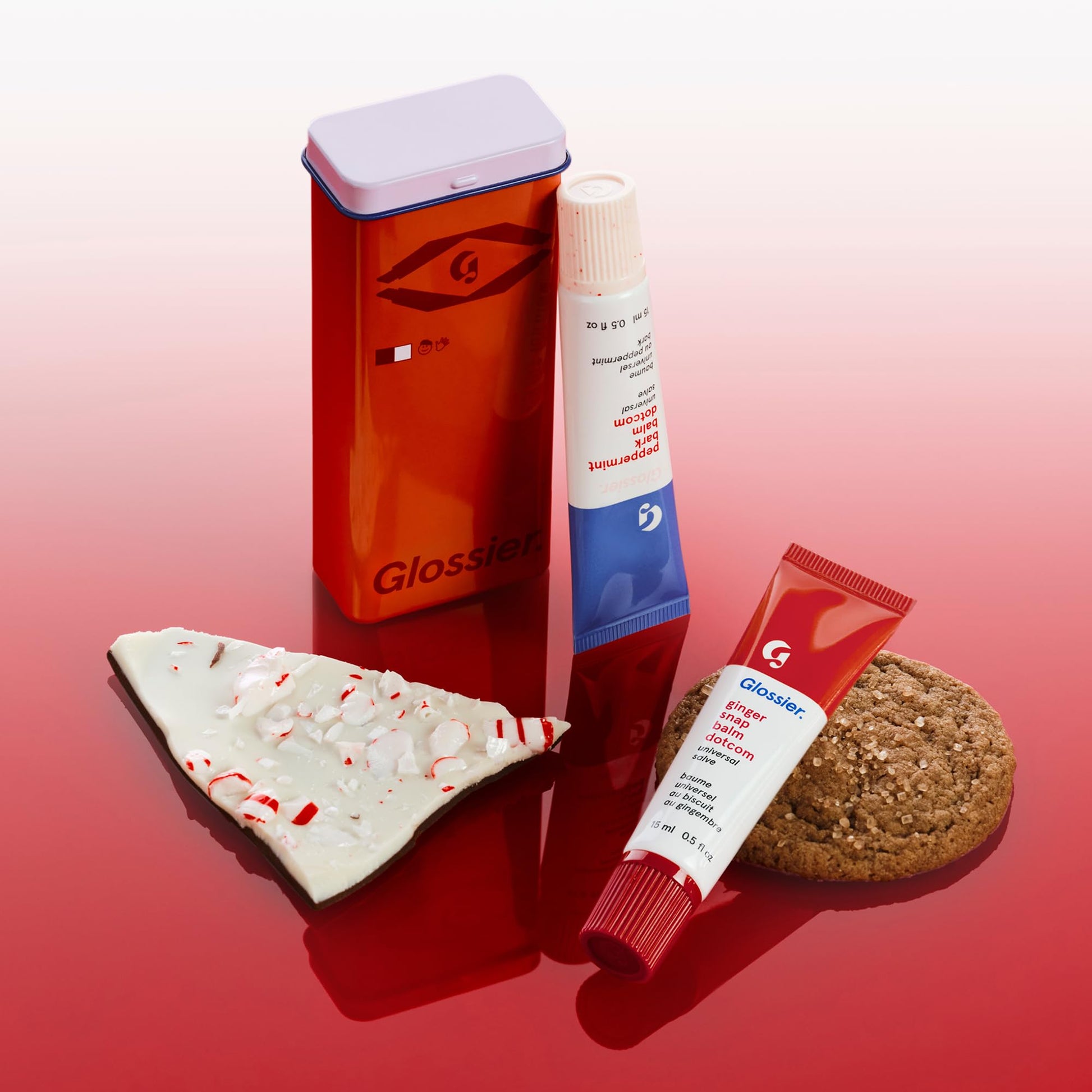 Glossier Balm Dotcom Hydrating Lip Balm Duo - Peppermint Bark & Ginger Snap - Lanolin, Beeswax & Castor Oil for Dry Lips - Nourishing Lip Care Gift Set, 2 x 15ml - dailyvitalstore