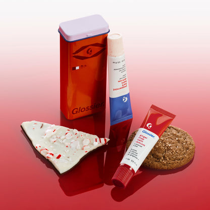 Glossier Balm Dotcom Hydrating Lip Balm Duo - Peppermint Bark & Ginger Snap - Lanolin, Beeswax & Castor Oil for Dry Lips - Nourishing Lip Care Gift Set, 2 x 15ml - dailyvitalstore