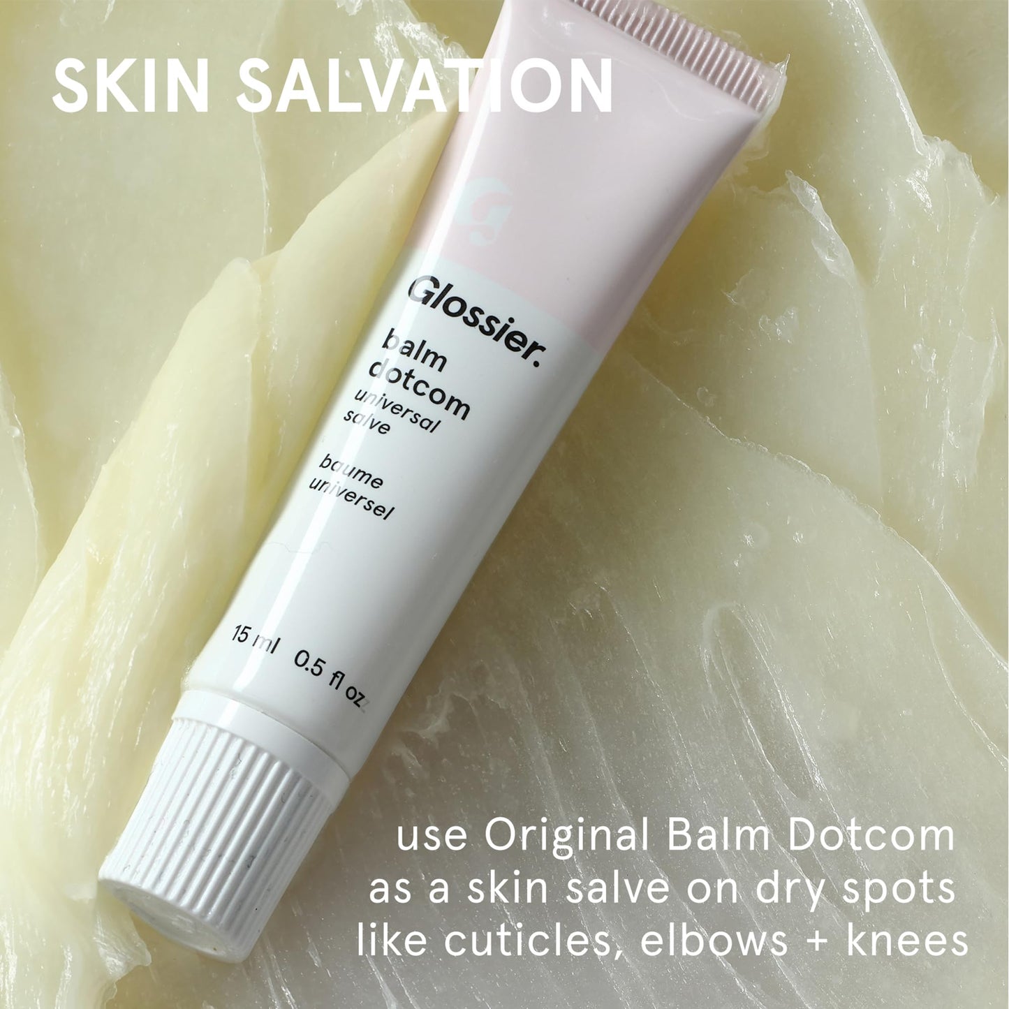 Glossier Balm Dotcom Hydrating Lip Balm - Universal Salve, Up to 12Hr Moisture - Lanolin, Beeswax & Castor Oil for Dry Lips, Cuticles & Skin - Original, Clear Fragrance-Free, 15ml - dailyvitalstore