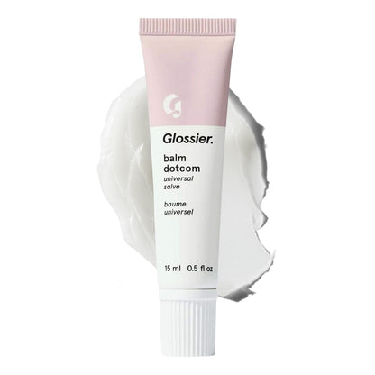 Glossier Balm Dotcom Hydrating Lip Balm - Universal Salve, Up to 12Hr Moisture - Lanolin, Beeswax & Castor Oil for Dry Lips, Cuticles & Skin - Original, Clear Fragrance-Free, 15ml - dailyvitalstore