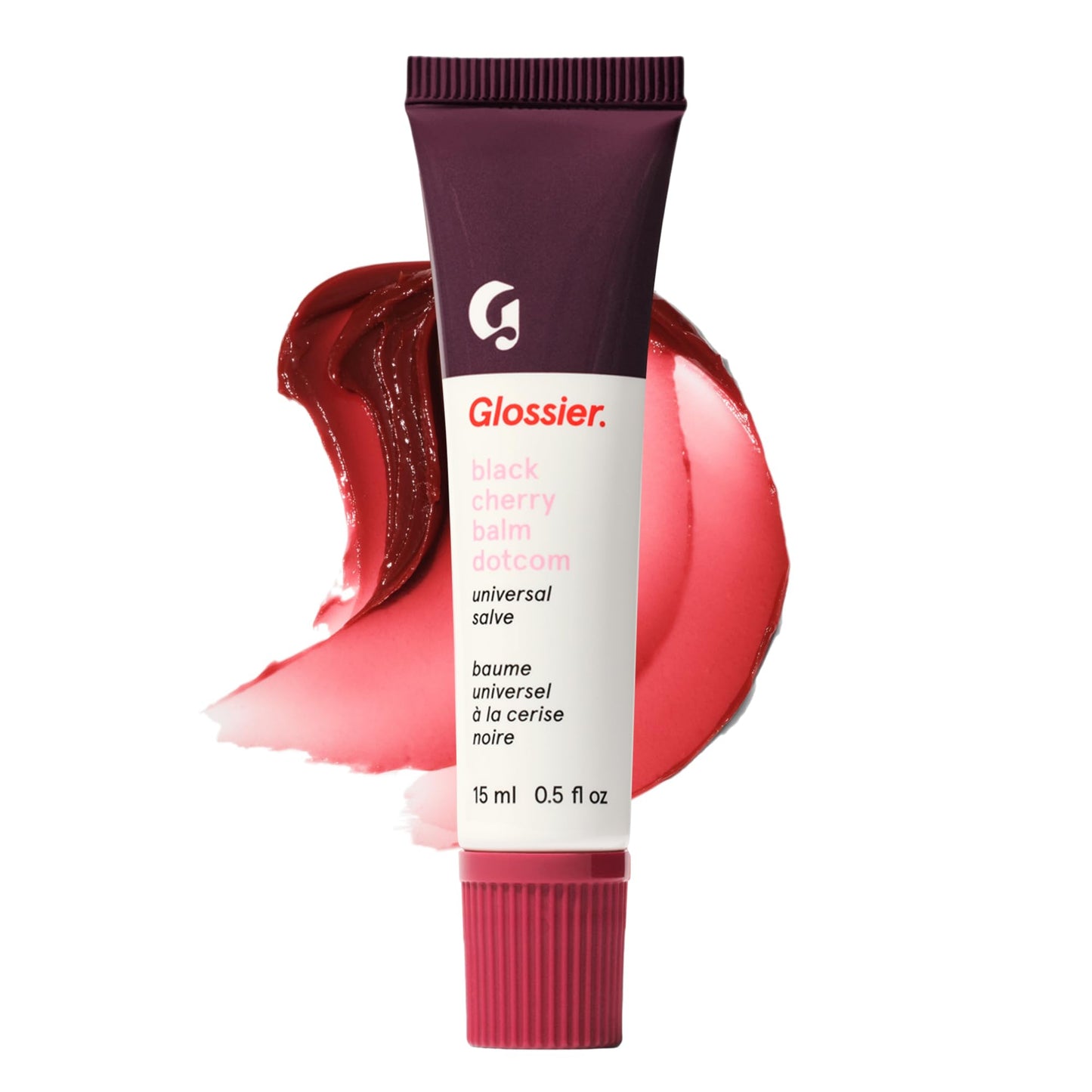 Glossier Balm Dotcom Hydrating Tinted Lip Balm - Universal Salve, Up to 12Hr Moisture for Dry Lips, Cuticles & Skin - Lanolin, Beeswax & Castor Oil - Black Cherry, Burgundy Tint, 15ml - dailyvitalstore