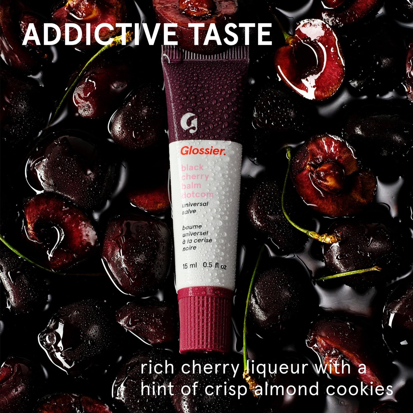 Glossier Balm Dotcom Hydrating Tinted Lip Balm - Universal Salve, Up to 12Hr Moisture for Dry Lips, Cuticles & Skin - Lanolin, Beeswax & Castor Oil - Black Cherry, Burgundy Tint, 15ml - dailyvitalstore