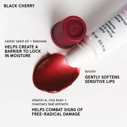Glossier Balm Dotcom Hydrating Tinted Lip Balm - Universal Salve, Up to 12Hr Moisture for Dry Lips, Cuticles & Skin - Lanolin, Beeswax & Castor Oil - Black Cherry, Burgundy Tint, 15ml - dailyvitalstore