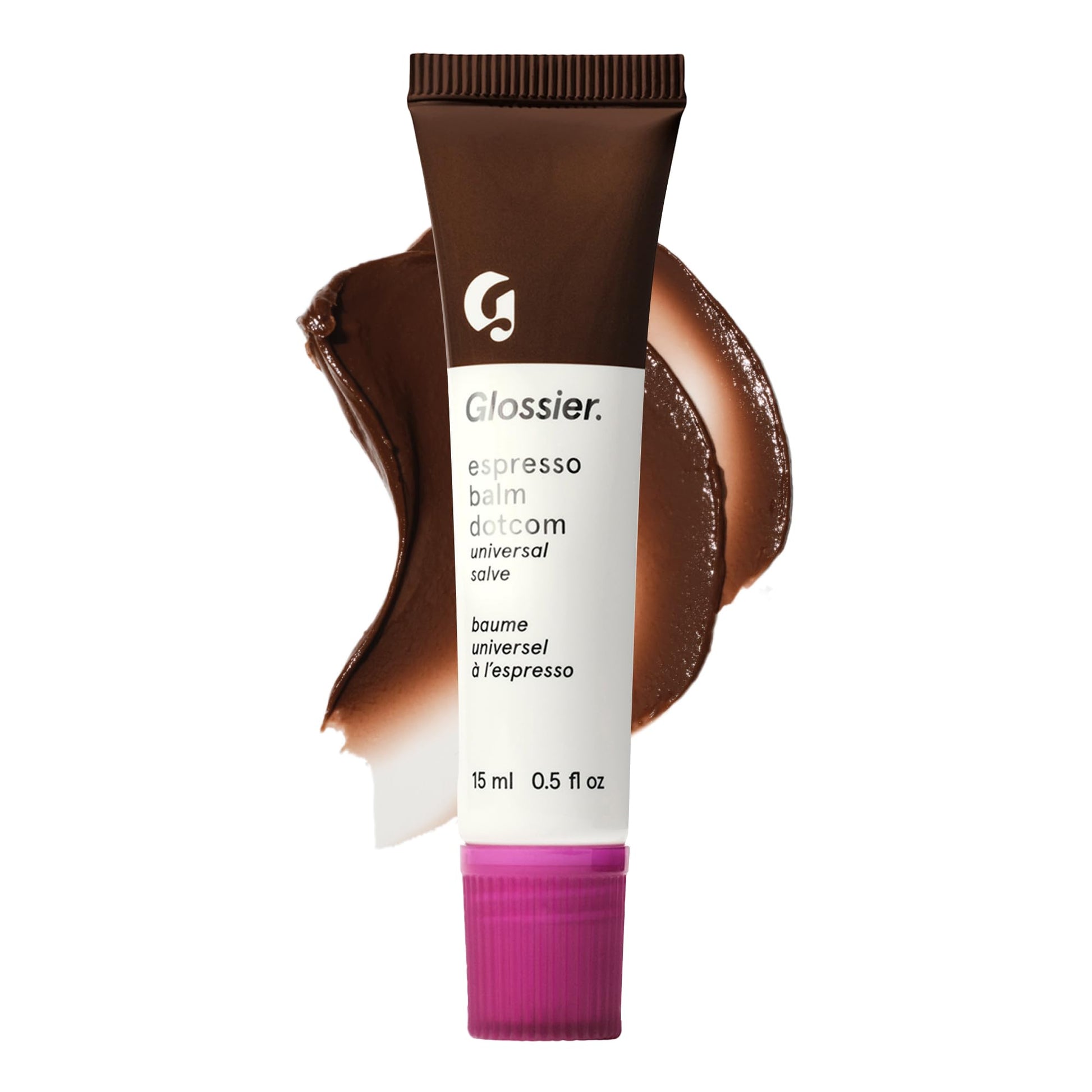 Glossier Balm Dotcom Hydrating Tinted Lip Balm - Universal Salve, Up to 12Hr Moisture for Dry Lips, Cuticles & Skin - Lanolin, Beeswax & Castor Oil - Espresso, Mocha Tint, 15ml - dailyvitalstore