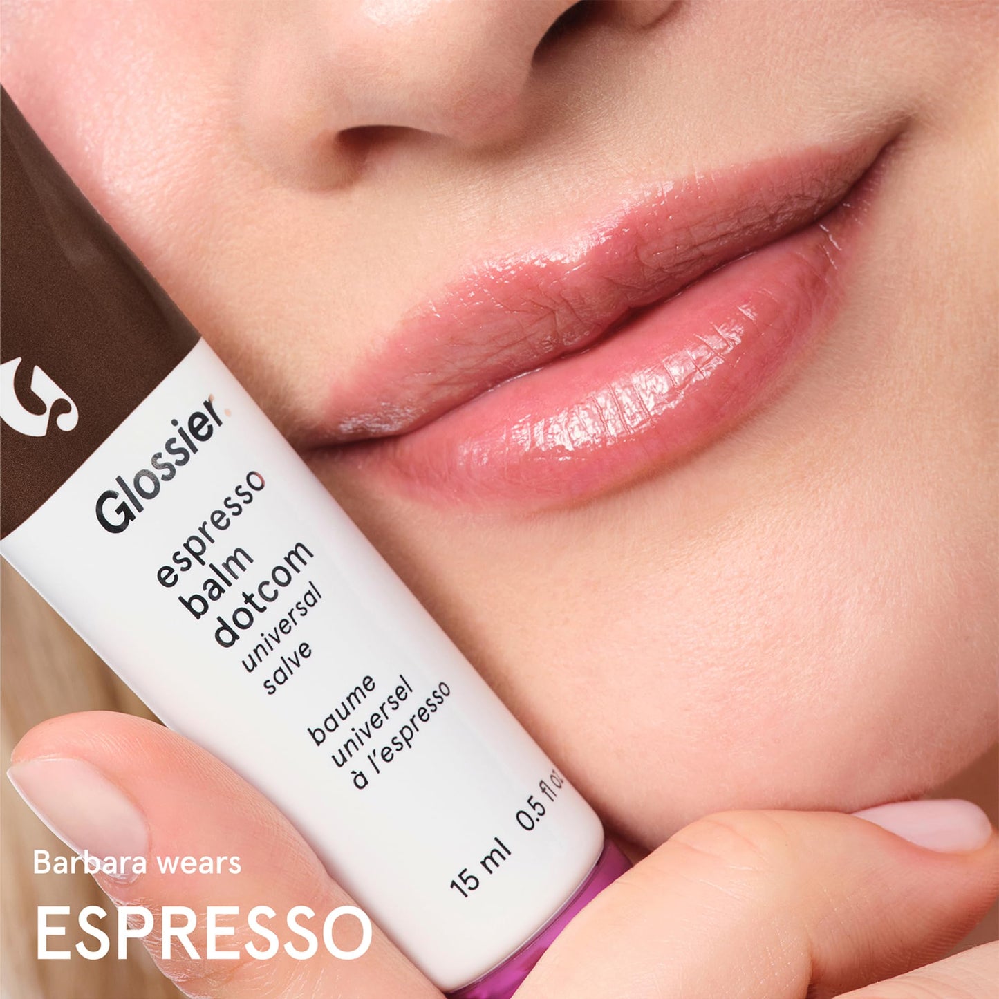 Glossier Balm Dotcom Hydrating Tinted Lip Balm - Universal Salve, Up to 12Hr Moisture for Dry Lips, Cuticles & Skin - Lanolin, Beeswax & Castor Oil - Espresso, Mocha Tint, 15ml - dailyvitalstore