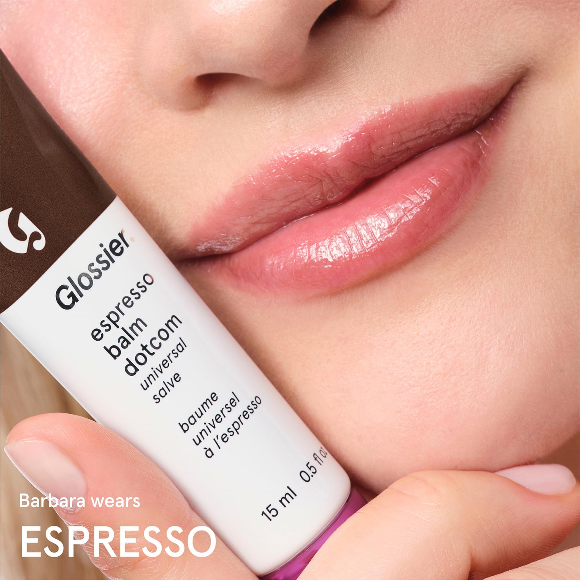 Glossier Balm Dotcom Hydrating Tinted Lip Balm - Universal Salve, Up to 12Hr Moisture for Dry Lips, Cuticles & Skin - Lanolin, Beeswax & Castor Oil - Espresso, Mocha Tint, 15ml - dailyvitalstore