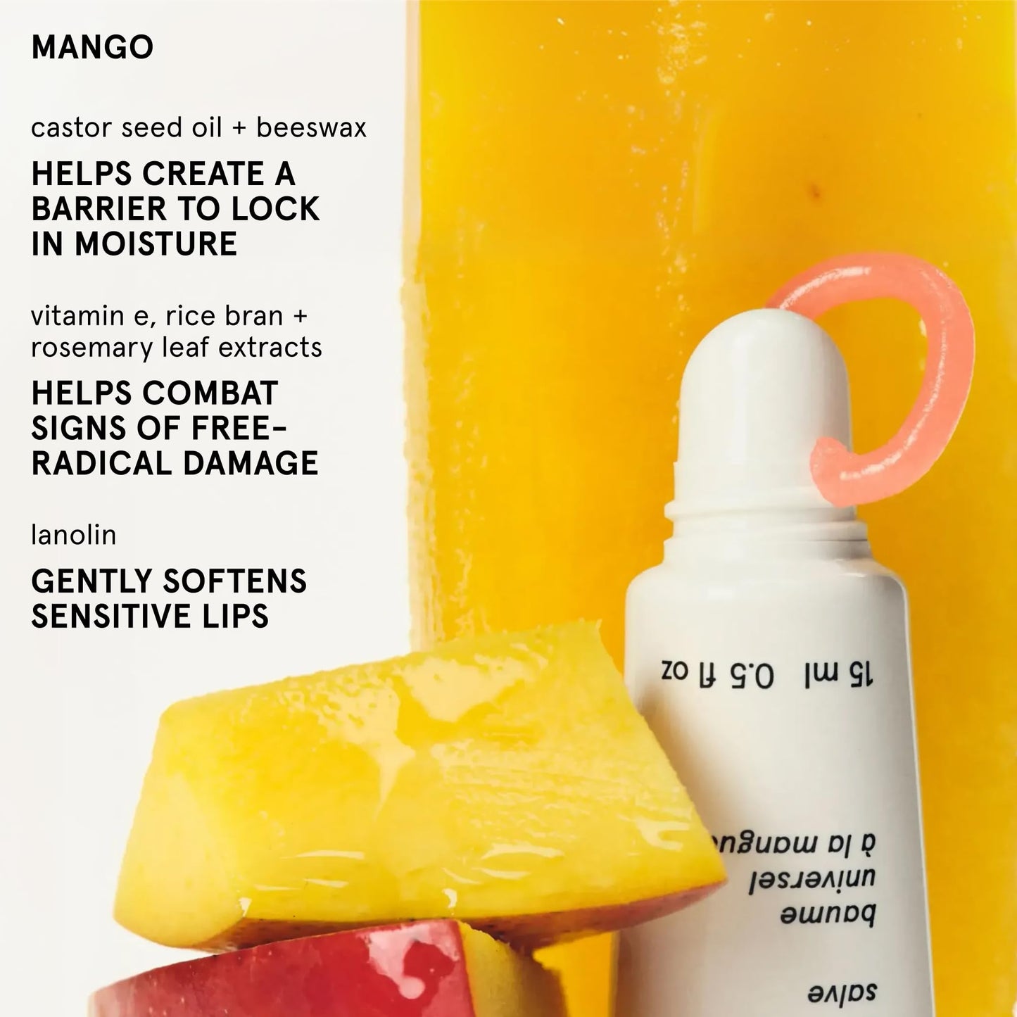 Glossier Balm Dotcom Hydrating Tinted Lip Balm - Universal Salve, Up to 12Hr Moisture for Dry Lips, Cuticles & Skin - Lanolin, Beeswax & Castor Oil - Mango, Tropical Peach Tint, 15ml - dailyvitalstore