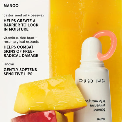 Glossier Balm Dotcom Hydrating Tinted Lip Balm - Universal Salve, Up to 12Hr Moisture for Dry Lips, Cuticles & Skin - Lanolin, Beeswax & Castor Oil - Mango, Tropical Peach Tint, 15ml - dailyvitalstore