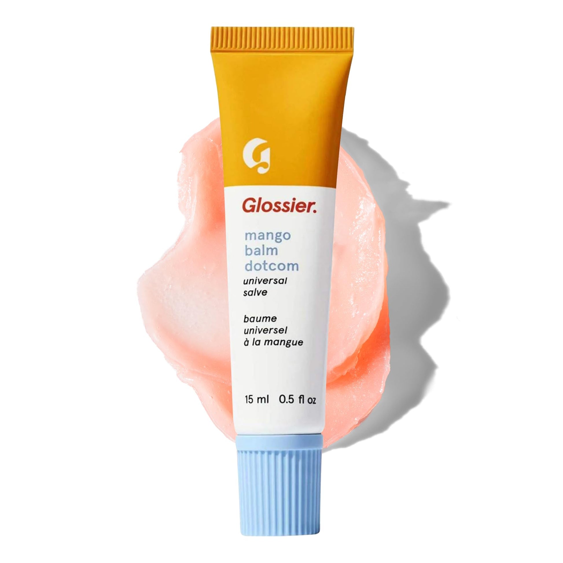 Glossier Balm Dotcom Hydrating Tinted Lip Balm - Universal Salve, Up to 12Hr Moisture for Dry Lips, Cuticles & Skin - Lanolin, Beeswax & Castor Oil - Mango, Tropical Peach Tint, 15ml - dailyvitalstore