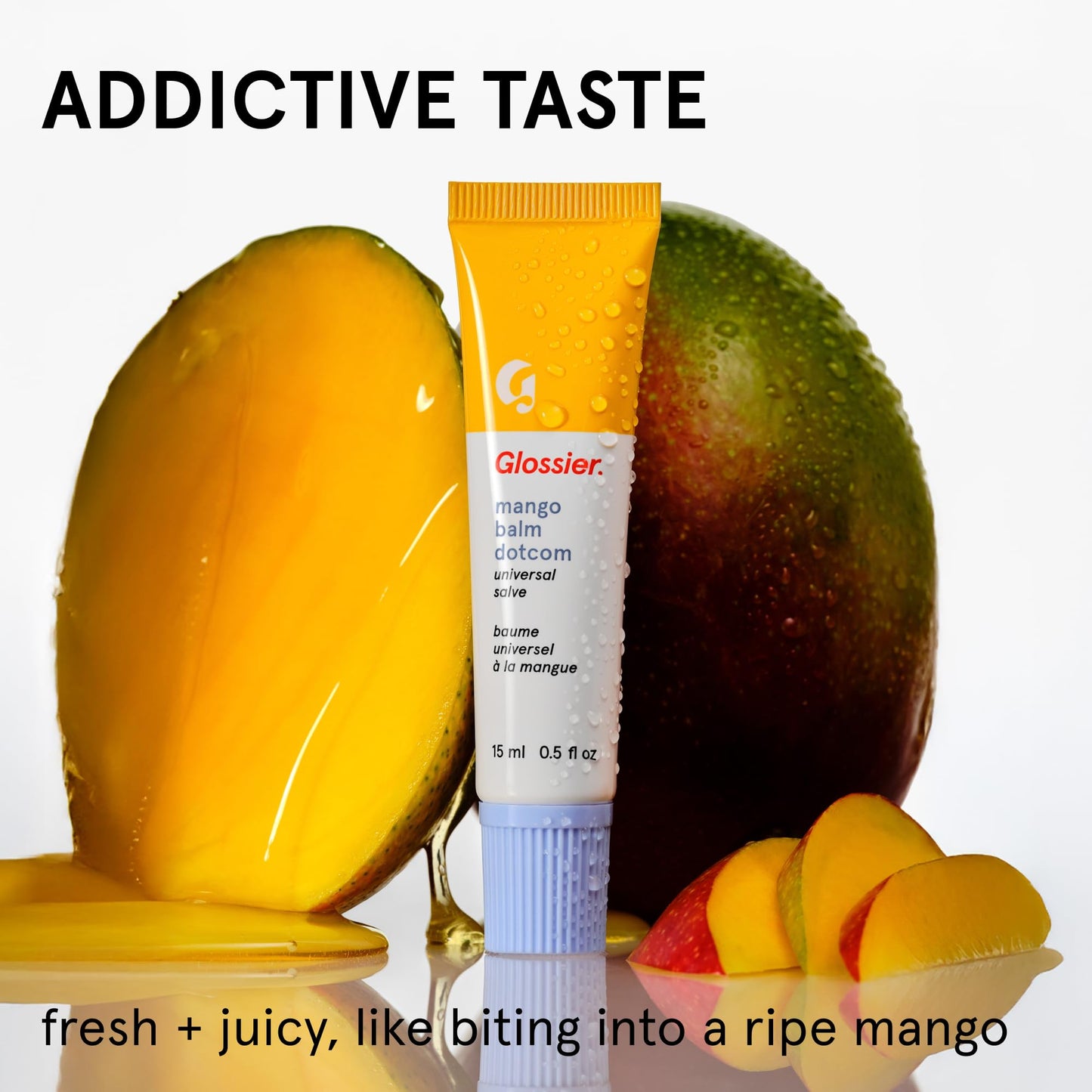 Glossier Balm Dotcom Hydrating Tinted Lip Balm - Universal Salve, Up to 12Hr Moisture for Dry Lips, Cuticles & Skin - Lanolin, Beeswax & Castor Oil - Mango, Tropical Peach Tint, 15ml - dailyvitalstore