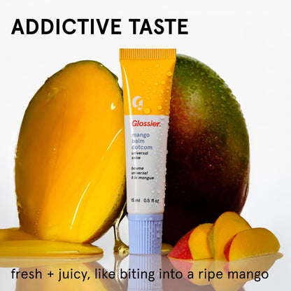 Glossier Balm Dotcom Hydrating Tinted Lip Balm - Universal Salve, Up to 12Hr Moisture for Dry Lips, Cuticles & Skin - Lanolin, Beeswax & Castor Oil - Mango, Tropical Peach Tint, 15ml - dailyvitalstore