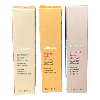 Glossier Balm Dotcom Trio Mango, Birthday, Coconut Size: 0.5 fl oz / 15 ml - dailyvitalstore