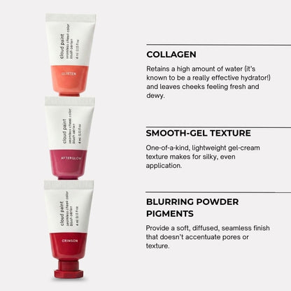 Glossier Mini Cloud Paint Blush Trio Holiday Gift Set: Crimson, Glisten & Afterglow - dailyvitalstore