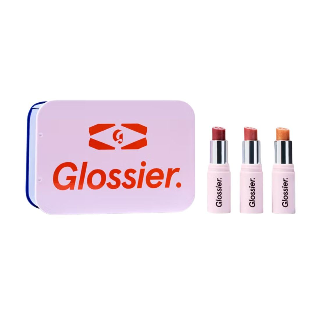 Glossier Mini Ultralip Trio Holiday Gift Set: Pony+, Villa+, Trophy – High-Shine Hydrating Lipstick Minis 0.16 oz - dailyvitalstore