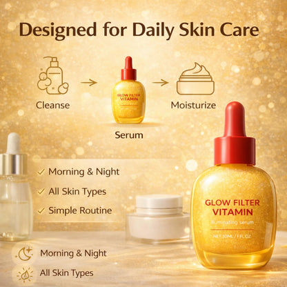 Glow Filter Vitamin Face Serum, Illuminating Glow Facial Serum for Glowing Skin, Hydrating Lightweight Makeup Prep Serum, Radiance Boost - dailyvitalstore