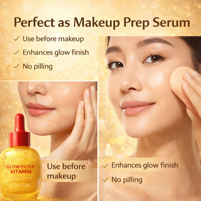 Glow Filter Vitamin Face Serum, Illuminating Glow Facial Serum for Glowing Skin, Hydrating Lightweight Makeup Prep Serum, Radiance Boost - dailyvitalstore