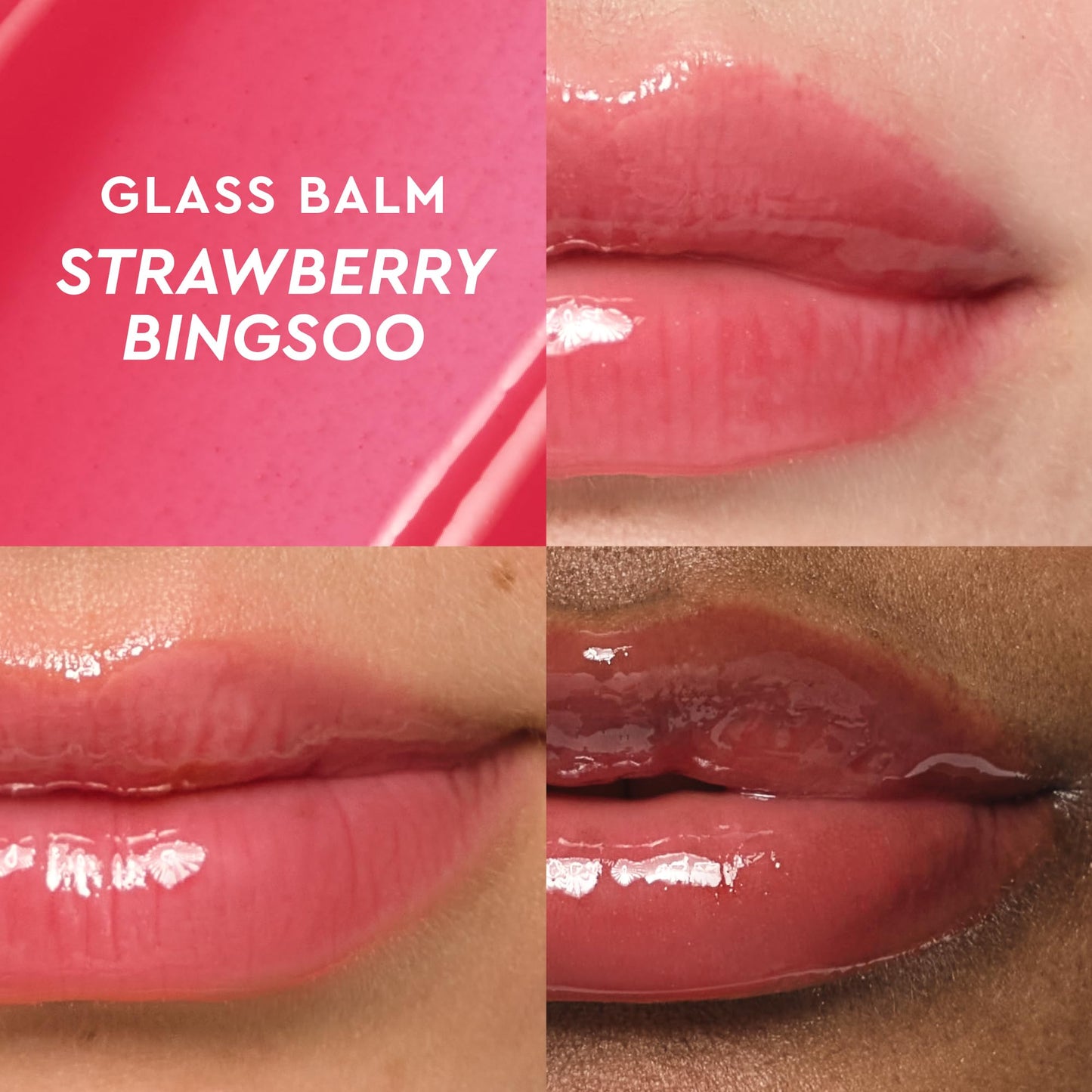 Glow Recipe Glass Balm Lip Treatment - 12Hr Hydrating Lip Balm & Moisturizer with Hyaluronic Acid to Smooth, Plump & Protect from Dryness - Sheer Pinky Red Tint, Strawberry Bingsoo (15 ml) - dailyvitalstore
