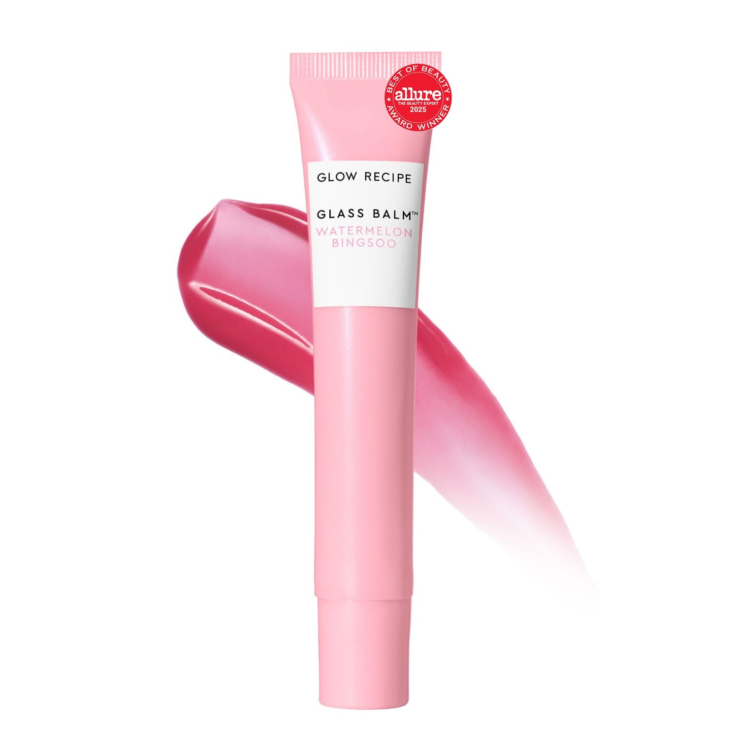 Glow Recipe Glass Balm Lip Treatment - 12Hr Hydrating Lip Balm & Moisturizer with Hyaluronic Acid to Smooth, Plump & Protect from Dryness - Sheer Soft Pink Tint, Watermelon Bingsoo (15 ml) - dailyvitalstore