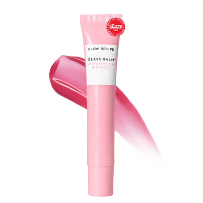 Glow Recipe Glass Balm Lip Treatment - 12Hr Hydrating Lip Balm & Moisturizer with Hyaluronic Acid to Smooth, Plump & Protect from Dryness - Sheer Soft Pink Tint, Watermelon Bingsoo (15 ml) - dailyvitalstore