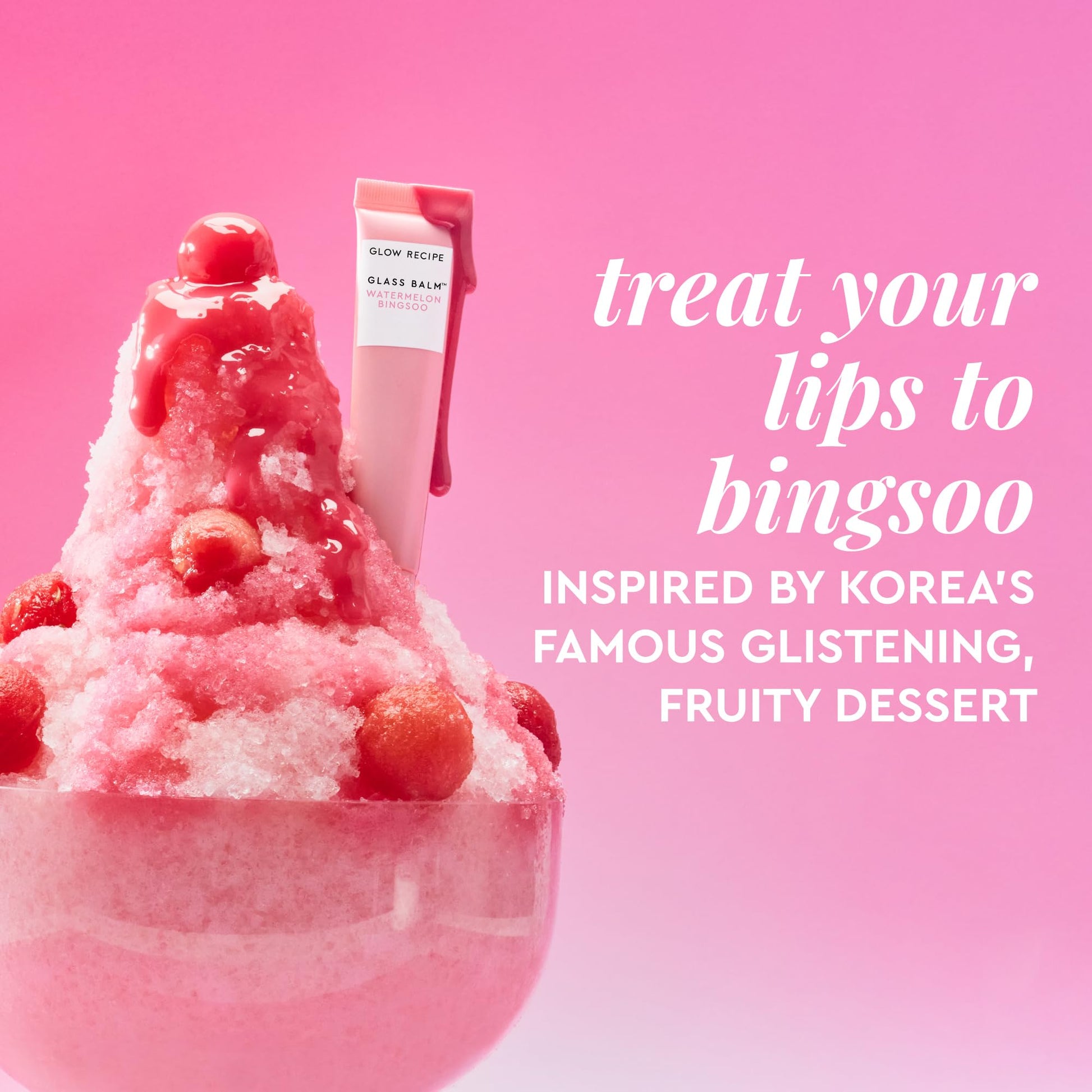 Glow Recipe Glass Balm Lip Treatment - 12Hr Hydrating Lip Balm & Moisturizer with Hyaluronic Acid to Smooth, Plump & Protect from Dryness - Sheer Soft Pink Tint, Watermelon Bingsoo (15 ml) - dailyvitalstore