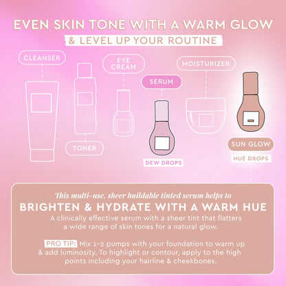 Glow Recipe Hue Drops Bronzing Drops, Tinted Face Serum, Glow Primer + Liquid Highlighter, Niacinamide + Hyaluronic Acid, Radiant Warm Glow, Sunglow (40ml) - dailyvitalstore